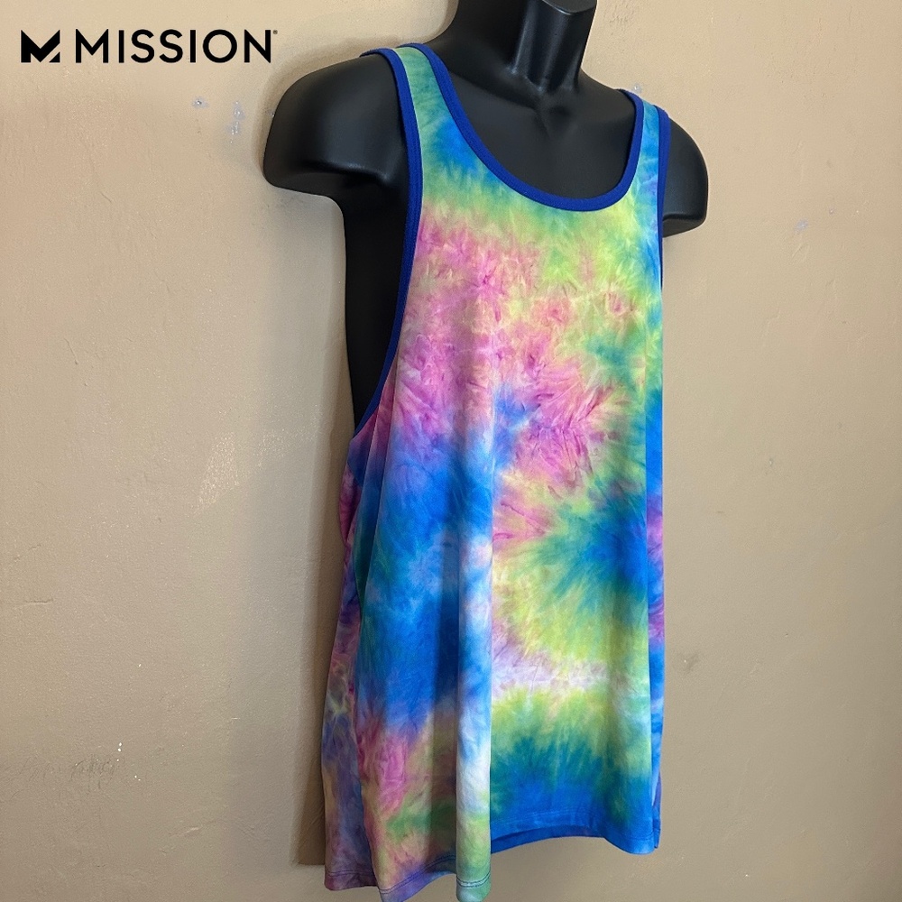 Mission Rainbow Tie Dye Tank Top XL Gently worn Cotton blend no fabric tag